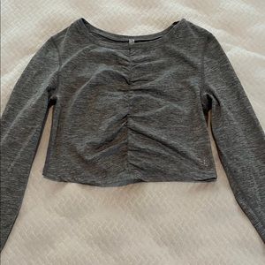 Free People Movement Gray Long Sleeve Cut-Out Workout Top